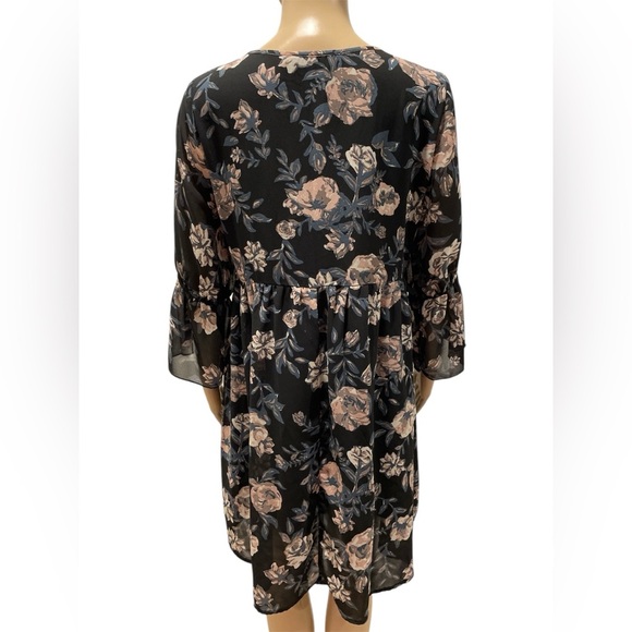 Elodie Floral Black mini Dress/tunic size M - Picture 4 of 4
